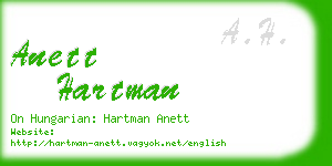 anett hartman business card